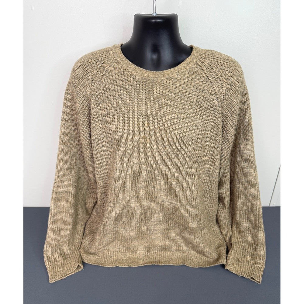 Jantzen Men's Crew Neck Pullover Knit Sweater Tan Size XL Cozycore Preppy